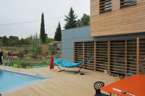 France, Aix-en-Provence - Our hosts', Claire and Laurent, low energy near passive home made of wood, very rare in this region of France. All the neighbors know them by their wood house.